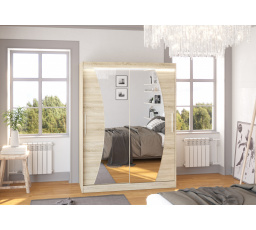 Tolóajtós szekrény tükörrel és LED világítással MODESTO 150 Sonoma+Sonoma