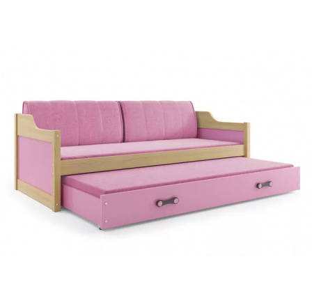DAWID PODWÓJNE RAMA SOSNA WYPEŁNIENIA RÓŻOWY SZUFLADA RÓŻOWY 90 X 200 KPL