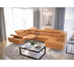 NAROŻNIK GALAXY MAX II RELAX Z FUNKCJĄ SPANIA 215x350x170 SKÓRA NATURALNA - lewa , Odcienie żółtego