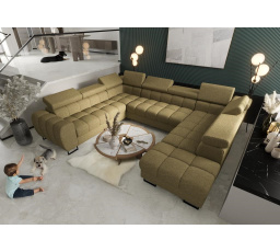 NAROŻNIK ROZKŁADANY ASPEN MAX I 265x350x225 CM - lewa , Odcienie oliwkowego