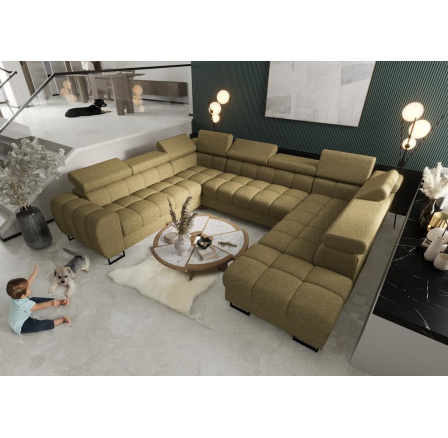 NAROŻNIK ROZKŁADANY ASPEN MAX I 265x350x225 CM - lewa , Odcienie oliwkowego