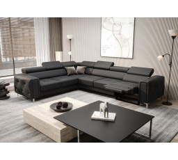 NAROŻNIK SKÓRZANY Z FUNKCJĄ RELAX ORION I 325x255 CM - lewa , Odcienie szarości