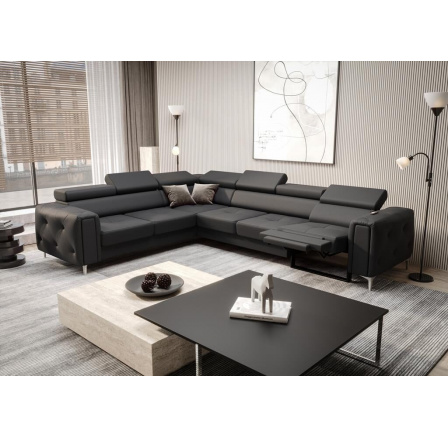 NAROŻNIK SKÓRZANY Z FUNKCJĄ RELAX ORION I 325x255 CM - lewa , Odcienie szarości