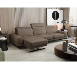 NAROŻNIK SKÓRZANY FIORE MINI 265x180 CM - Odcienie brązu , lewa