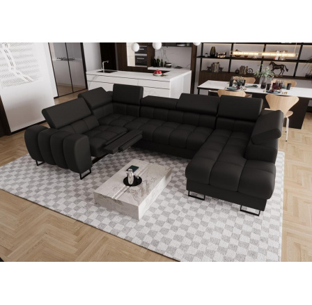 NAROŻNIK ASPEN MAX II RELAX 198x350x170 CM SKÓRA NATURALNA - lewa , Skóra czarna