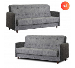 Zestaw 2x Sofa Rozkładana TIVOLI Szara