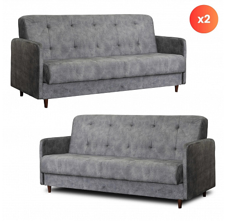 Zestaw 2x Sofa Rozkładana TIVOLI Szara