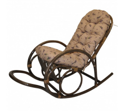 Ratanové houpací křeslo Jenaira hnědé polstr motiv levandule