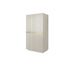 Dwudrzwiowa szafa Nicole z ryflowanym frontem i metalowymi uchwytami 100 cm - kaszmir / złote uchwyty