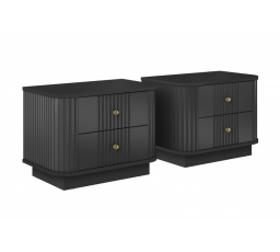 2 x VESPER SZAFKA NOCNA 56 2SZ - czarny mdf / czarny mdf / złote uchwyty / cokół