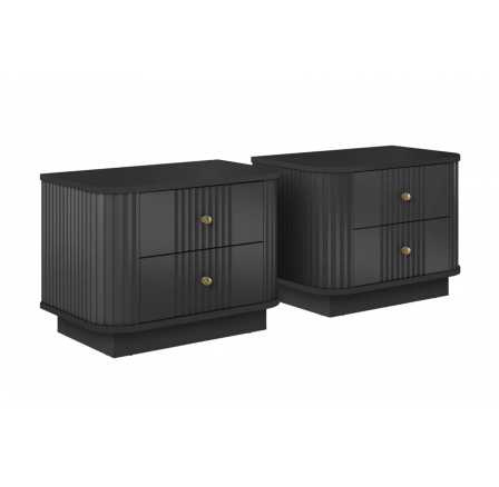 2 x VESPER SZAFKA NOCNA 56 2SZ - czarny mdf / czarny mdf / złote uchwyty / cokół
