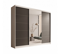 Tolóajtós szekrény Etna 250 Fehér+Fekete