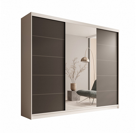 Tolóajtós szekrény Etna 250 Fehér+Fekete