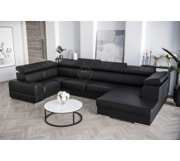 NAROŻNIK ROYAL MAX I 210x375x185 - lewa , Czarna eko skóra