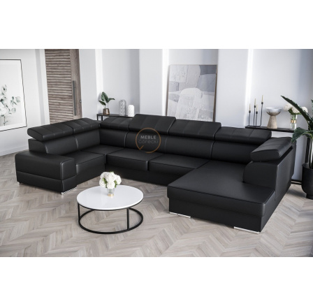 NAROŻNIK ROYAL MAX I 210x375x185 - lewa , Czarna eko skóra NAROŻNIK ROYAL MAX I 210x375x185 - lewa , Czarna eko skóra