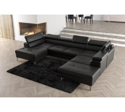 NAROŻNIK ROZKŁADANY TOSCANIA MAX II 170x350x220 - prawa , Czarna eko skóra