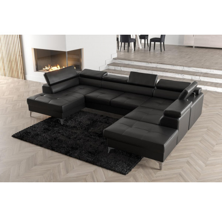 NAROŻNIK ROZKŁADANY TOSCANIA MAX II 170x350x220 - prawa , Czarna eko skóra