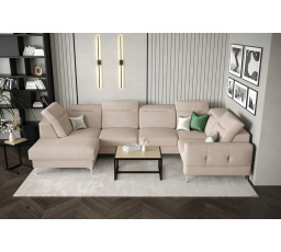 NAROŻNIK TAPICEROWANY MALIBU MAX II 180x350x182 CM - Odcienie beżu , Strona prawa