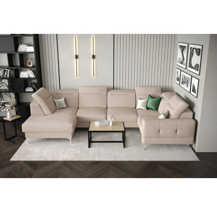 NAROŻNIK TAPICEROWANY MALIBU MAX II 180x350x182 CM - Odcienie beżu , Strona prawa