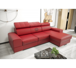 NAROŻNIK ROYAL MINI 260×160 SKÓRA NATURALNA - prawa , Skóra czerwona