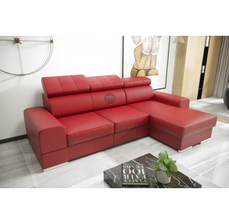 NAROŻNIK ROYAL MINI 260×160 SKÓRA NATURALNA - prawa , Skóra czerwona