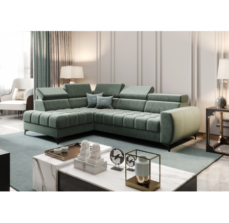 NAROŻNIK ROZKŁADANY PORTO MINI 170X255 CM - lewa , Odcienie zieleni