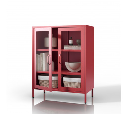 Alacsony üveges vitrin piros: Modern GINA, 800 x 1015 x 400 mm