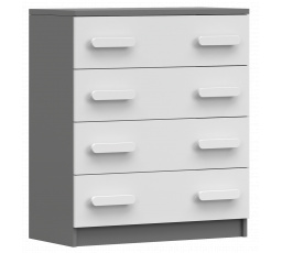 Komód 4S SMYK II - 02, Szürke/Fehér/Fehér