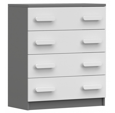 Komód 4S SMYK II - 02, Szürke/Fehér/Fehér