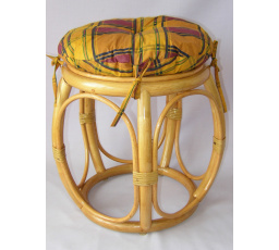 Ratanová taburetka široká medová polstr okrový