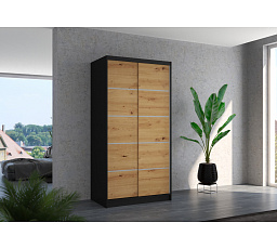 Tolóajtós szekrény RIVA 100 Fekete+Artisan