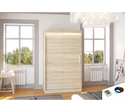 Tolóajtós szekrény LED világítással COLLIN 120 Sonoma+Sonoma