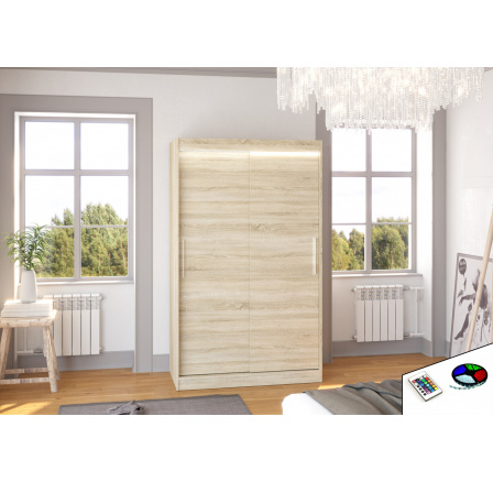 Tolóajtós szekrény LED világítással COLLIN 120 Sonoma+Sonoma
