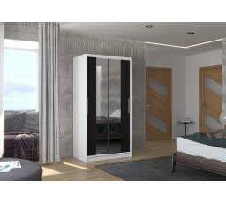 Tolóajtós szekrény tükörrel DRAGONIS 100 Fehér+Fekete