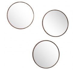 Toronto 3 darabos tükörkészlet, kerek, diófa, 26 cm