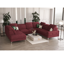 NAROŻNIK TAPICEROWANY MALIBU MAX I 260x350x220 CM - Odcienie czerwieni , Strona prawa