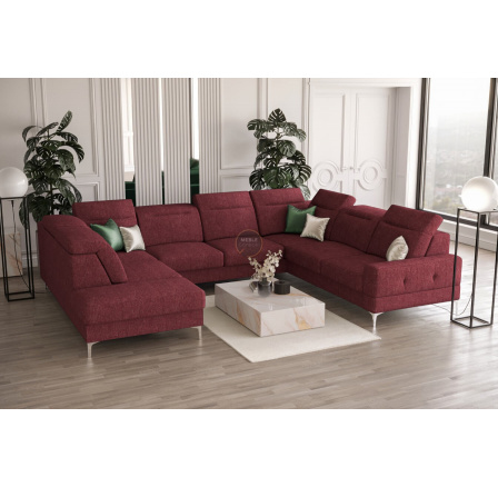 NAROŻNIK TAPICEROWANY MALIBU MAX I 260x350x220 CM - Odcienie czerwieni , Strona prawa