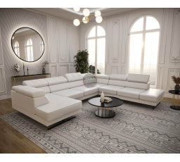 NAROŻNIK EMPORIO MAX II 300X350X180 - prawa , Eko skóra biała