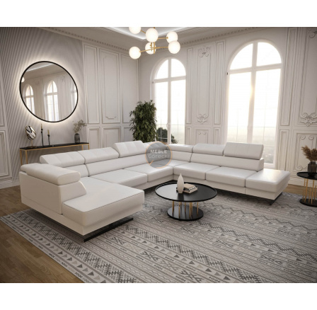 NAROŻNIK EMPORIO MAX II 300X350X180 - prawa , Eko skóra biała