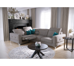 NAROŻNIK MALIBU RELAX Z FUNKCJĄ SPANIA 185x250 CM - lewa , Odcienie szarości