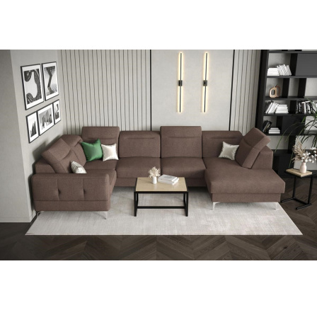NAROŻNIK TAPICEROWANY MALIBU MAX II 180x350x182 CM - Odcienie brązowego , Strona lewa
