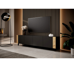 TV komód FARO, fekete matt/ fekete matt/ craft tölgy