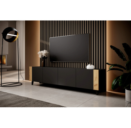 TV komód FARO, fekete matt/ fekete matt/ craft tölgy