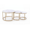 GILDA dohányzóasztal szett 3, fehér márvány hatás / arany