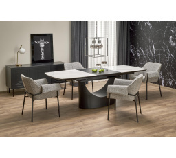 OSMAN étkezőasztal, fehér márvány hatás/fekete