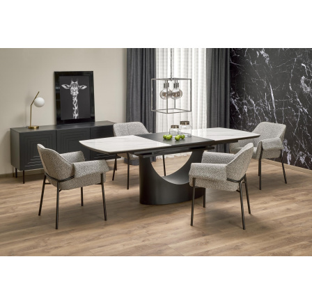 OSMAN étkezőasztal, fehér márvány hatás/fekete