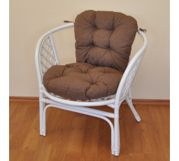 Ratanové křeslo Bahama bílé polstr hnědý melír