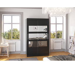 Tolóajtós szekrény tükörrel KOLORADO 120 Fekete+Fekete