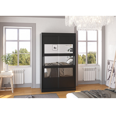 Tolóajtós szekrény tükörrel KOLORADO 120 Fekete+Fekete