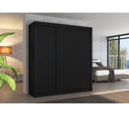 Tolóajtós szekrény MEGAN 200 Fekete+Fekete